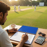 Cricket scorebook with soft cover and ring-bound design
