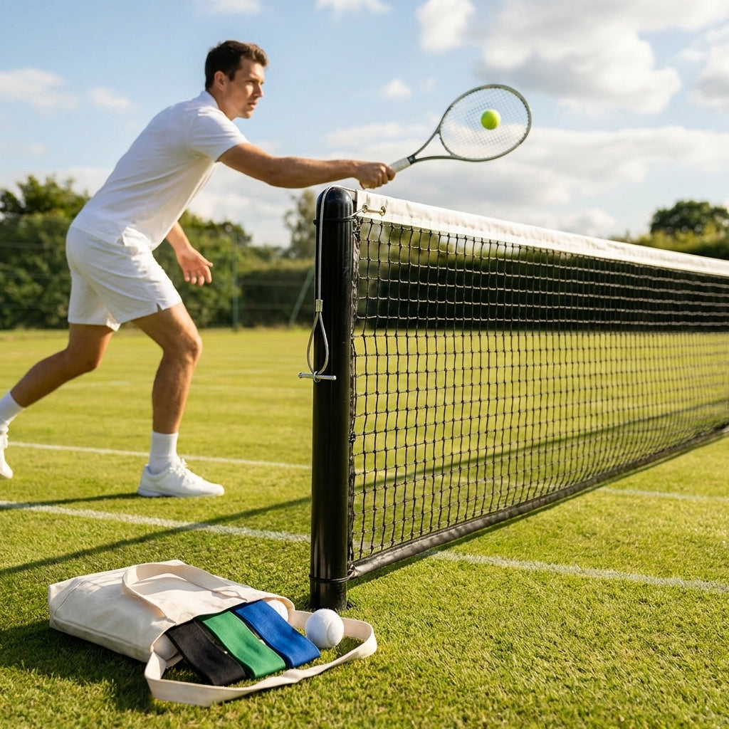 33ft singles tennis net with durable HDPE construction for home and school courts