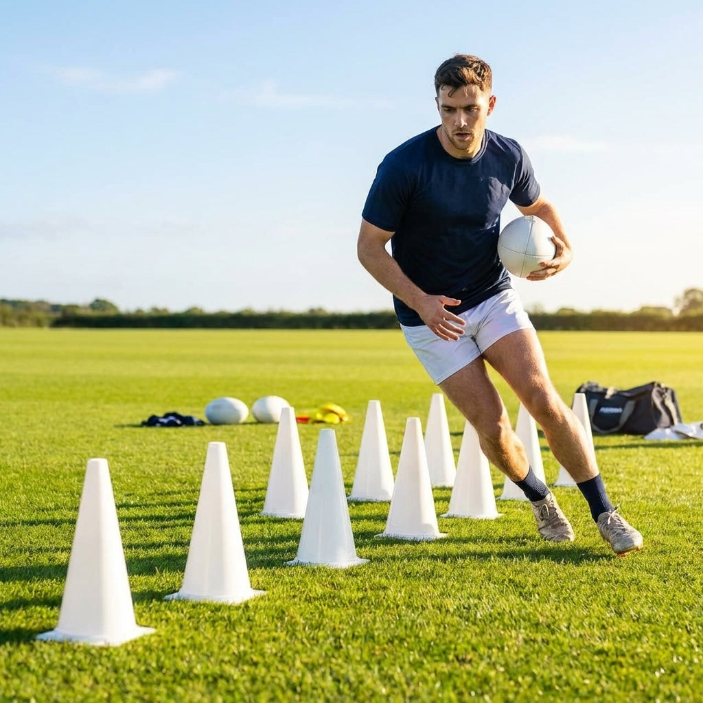 Vibrant training marker cones in fluro colours for sports drills