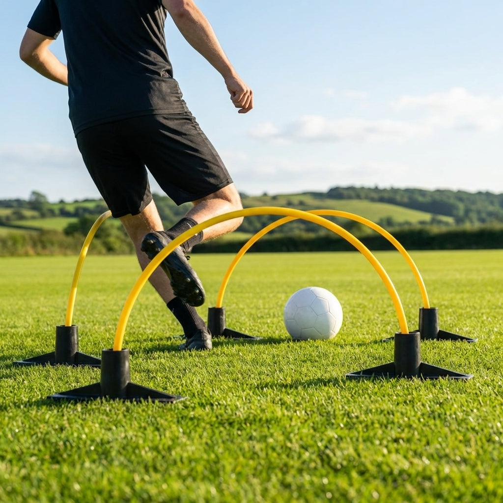 Black rubber arc bases for indoor and outdoor training