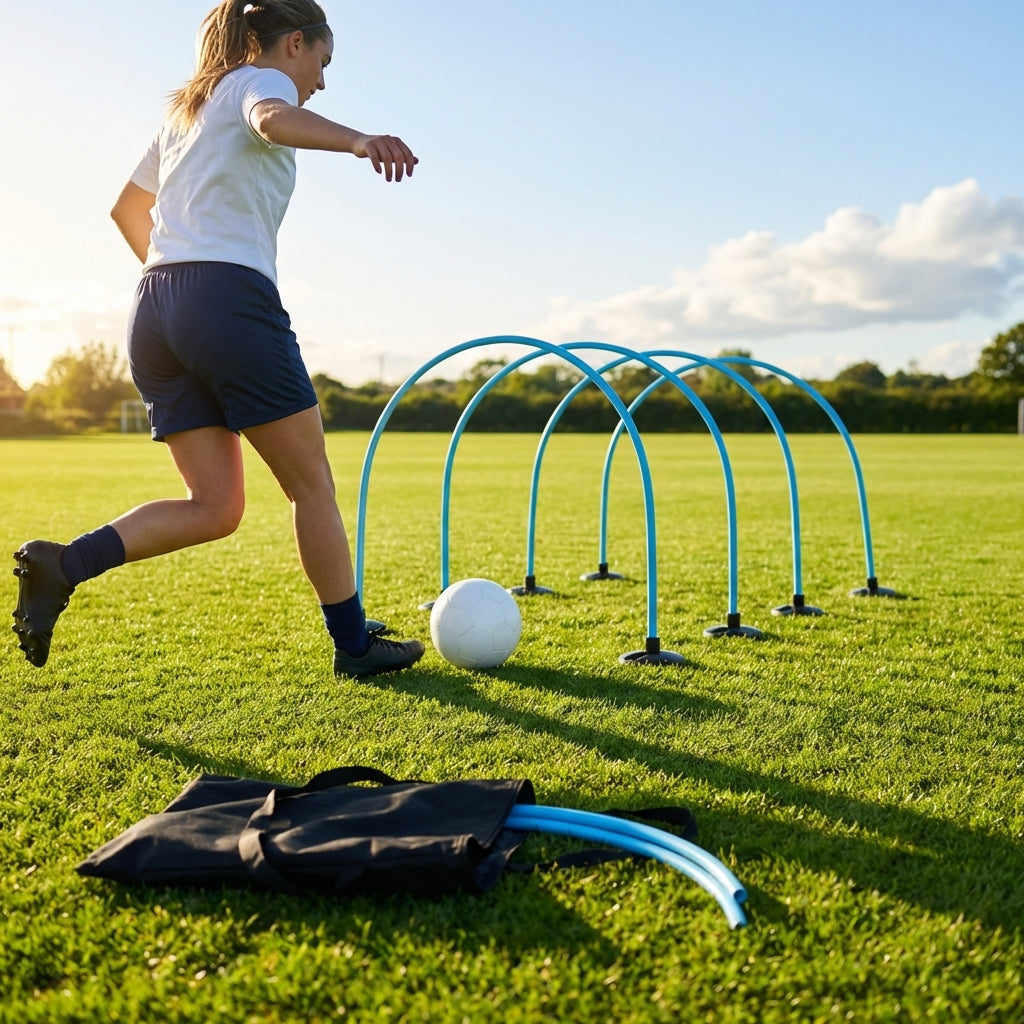 Football training passing arcs made of 34mm PVC