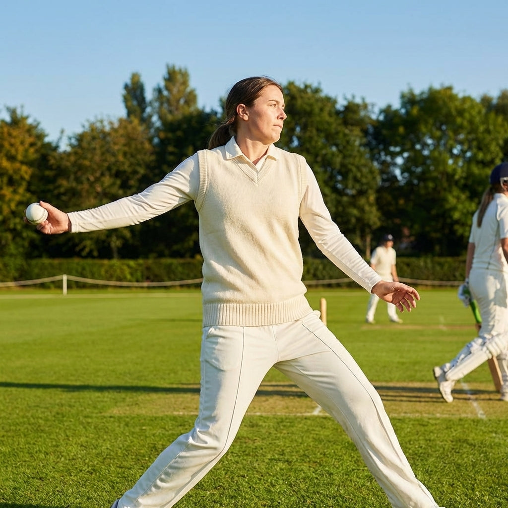Women's Cricket Whites featuring 100% polyester for elite performance