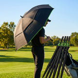 Black Golf Umbrella with Windproof Double Canopy