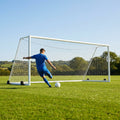 Freestanding stadium football goal with aluminium frame and box net