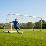 Freestanding stadium football goal with aluminium frame and box net