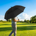 Black Golf Umbrella with Windproof Double Canopy