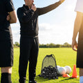 Black sports whistle with lanyard for school and club use