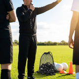 Black sports whistle with lanyard for school and club use