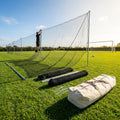 Removable anti-litter net system with steel posts