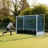 Aluminium hockey goal with HDPE net, 12ft x 7ft, for tournament use