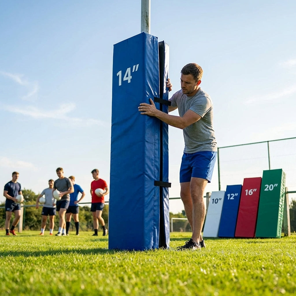 Custom 6ft PVC Rugby Post Protectors in varied colours