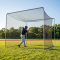 Black baseball batting cage nets made from HDPP twine for indoor and outdoor use