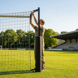 Steel net support stanchions for stadium football goals