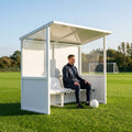 Heavy duty aluminium team shelter with moulded seats