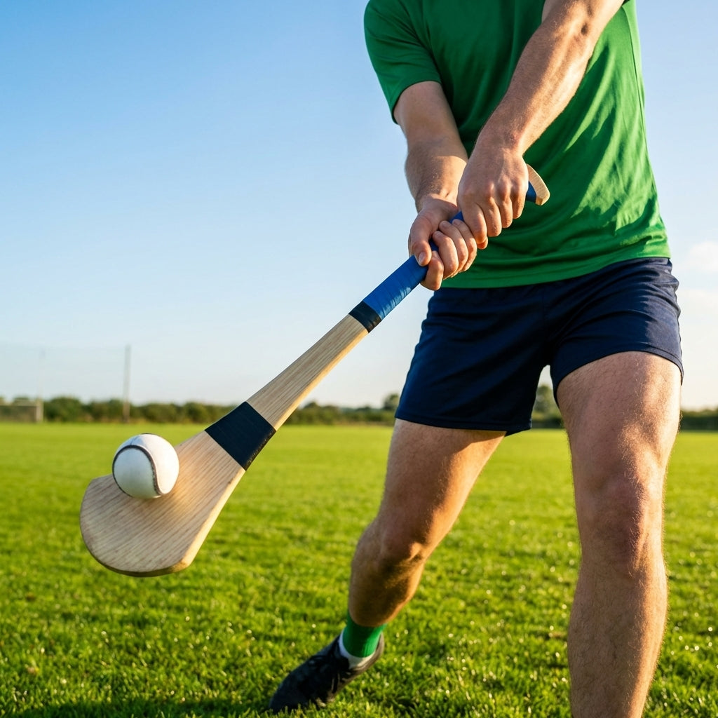 Ash Hurling Stick with custom grip colours, ideal for indoor and outdoor sports