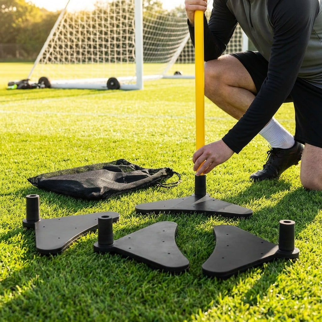 Corner flag bases in black rubber for sports pitches