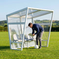 Heavy duty aluminium team shelter with moulded seats