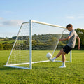Folding football goal with aluminium frame and high-impact net