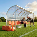 Heavy duty aluminium team shelter with moulded seats