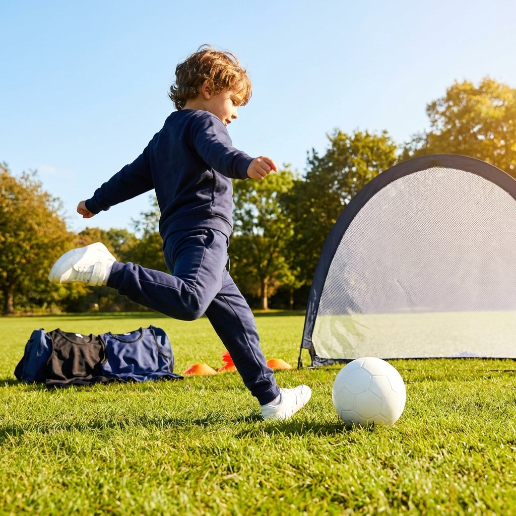 Kids' tracksuit bottoms in black and navy, ideal for youth sportswear