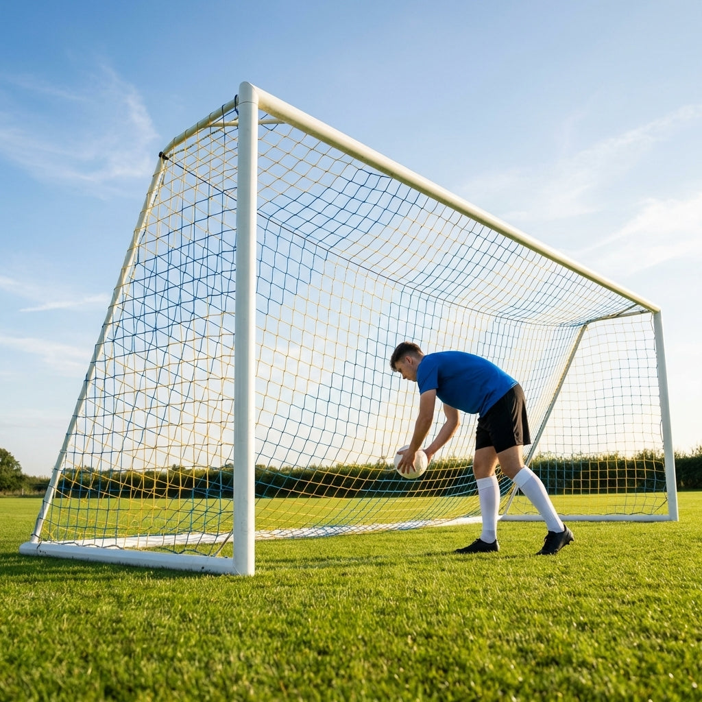 Football goal nets 24 x 8 ft, durable HDPE for clubs and schools
