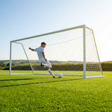 Football goal nets 18.5ft x 6.5ft in white HDPE for clubs