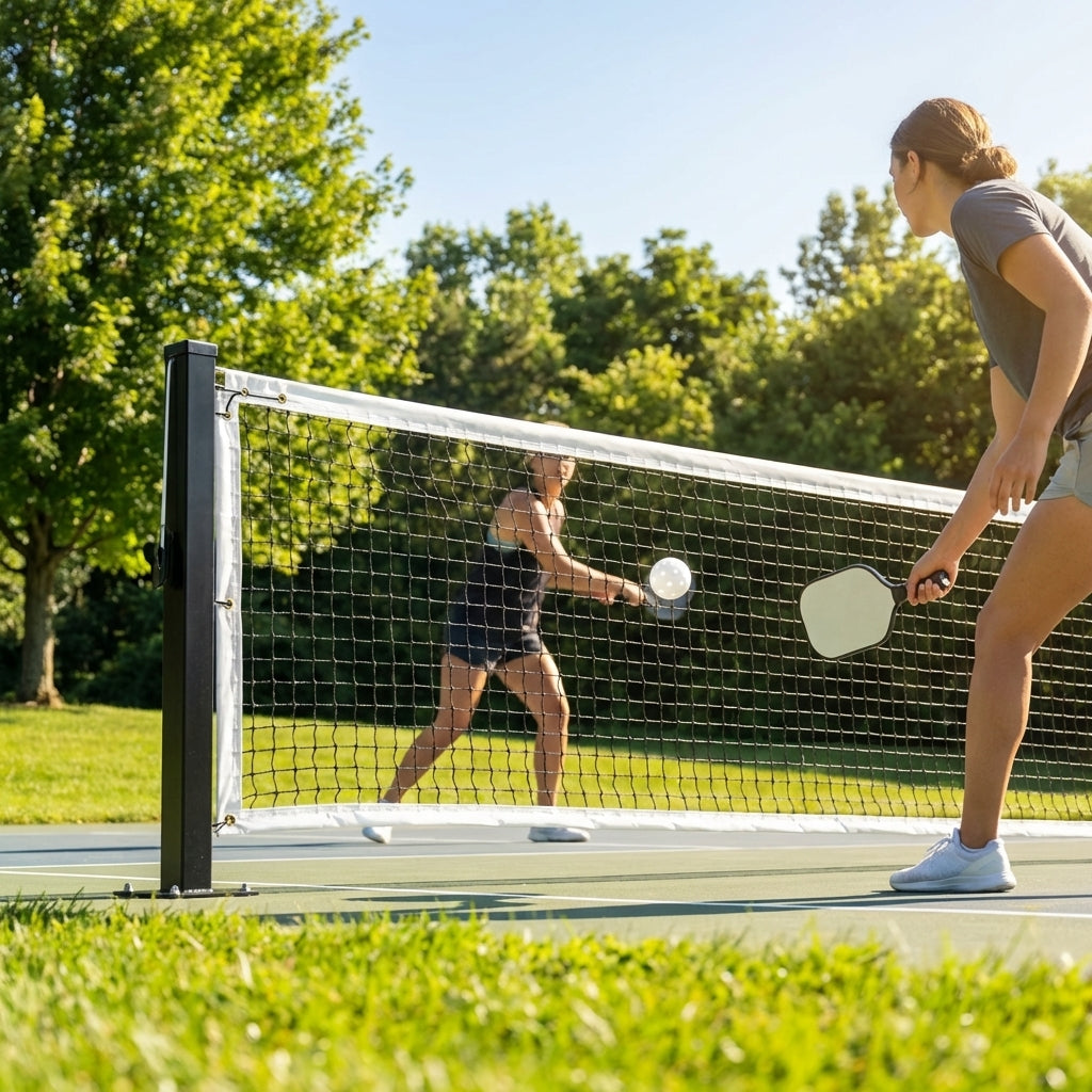 Pickleball post and net set for outdoor use