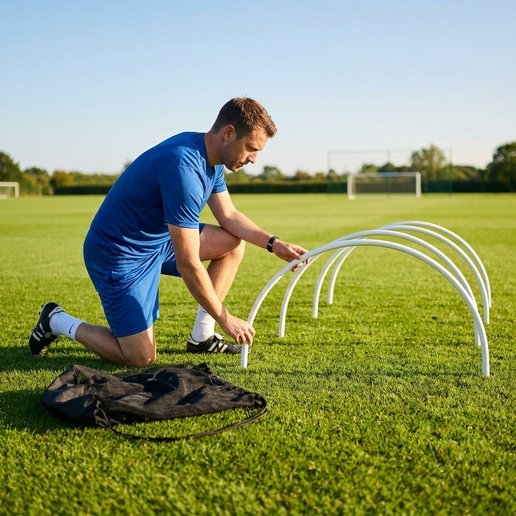 Football training passing arcs made of 34mm PVC