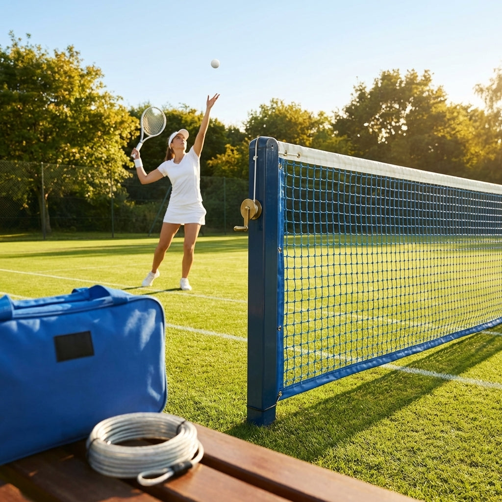 33ft singles tennis net with durable HDPE construction for home and school courts