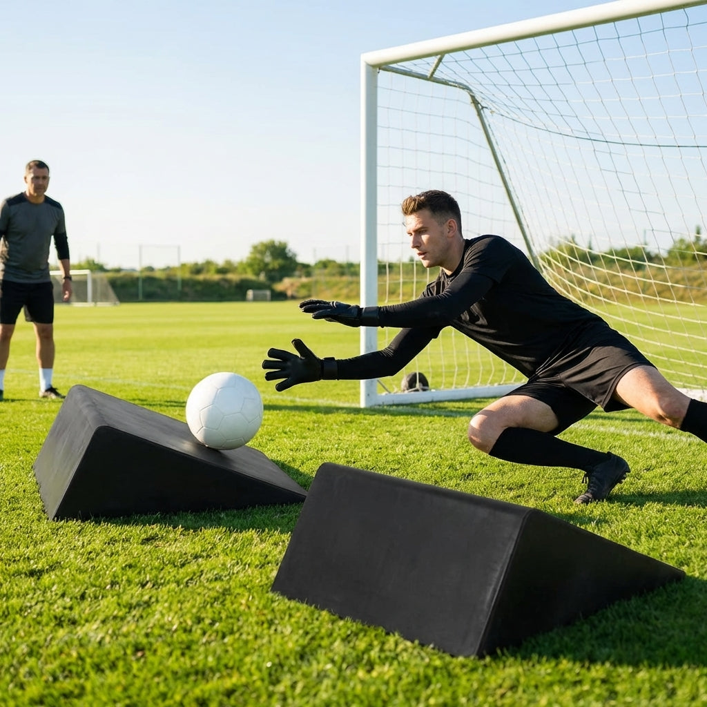Goalkeeper training ramp made from durable rubber for indoor and outdoor use