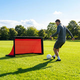 Folding football goal with aluminium frame and high-impact net