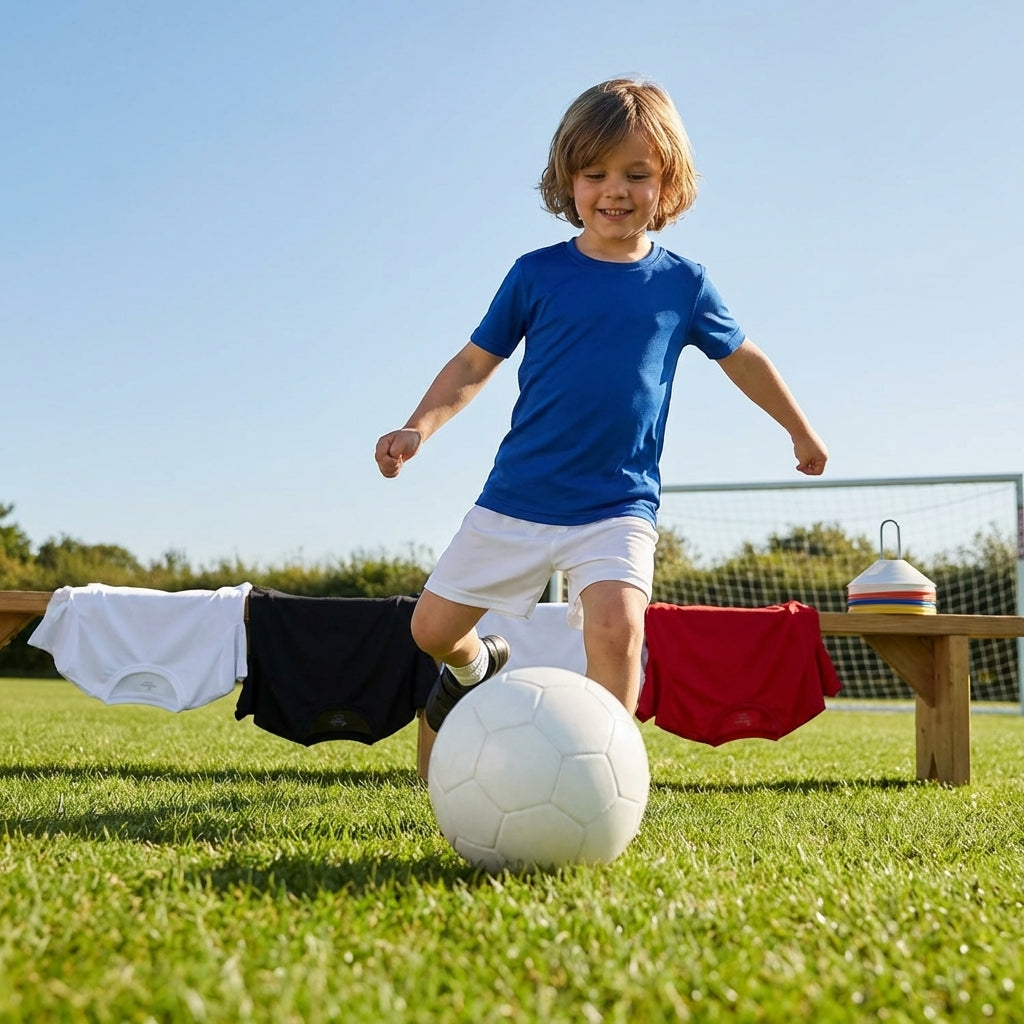 Kids' base layer top in vibrant colours for ages 5-10, ideal for sports