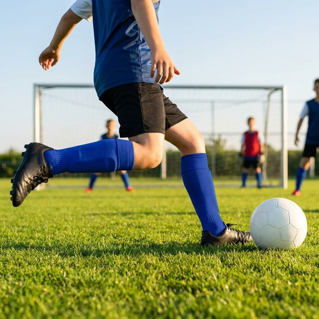 Football socks in various sizes and colours for players