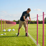 Football crowd control barrier with PVC poles for outdoor use