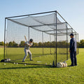 Black baseball batting cage nets made from HDPP twine for indoor and outdoor use