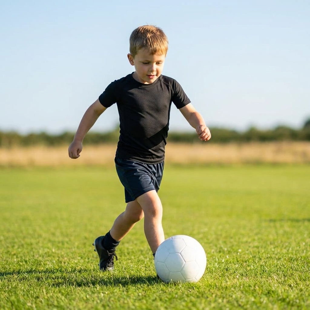 Kids' base layer top in vibrant colours for ages 5-10, ideal for sports