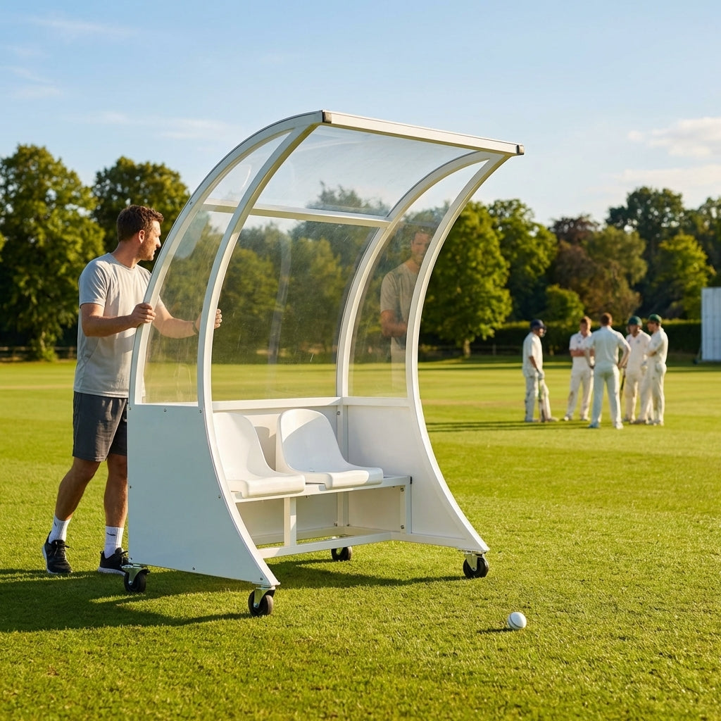 Sports team shelter with aluminium frame and multiple colour options