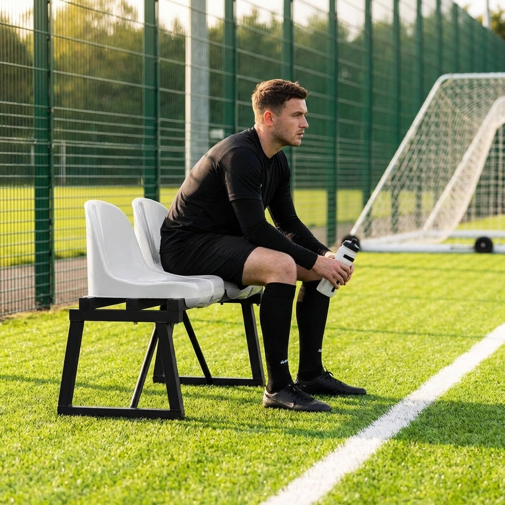 Aluminium sports bench with HDPE seats for indoor and outdoor use