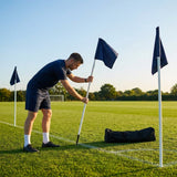 Football corner flag set with bright nylon flags and PVC poles