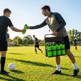 Set of 10 BPA-free 750ml sports water bottles with foldable carrier