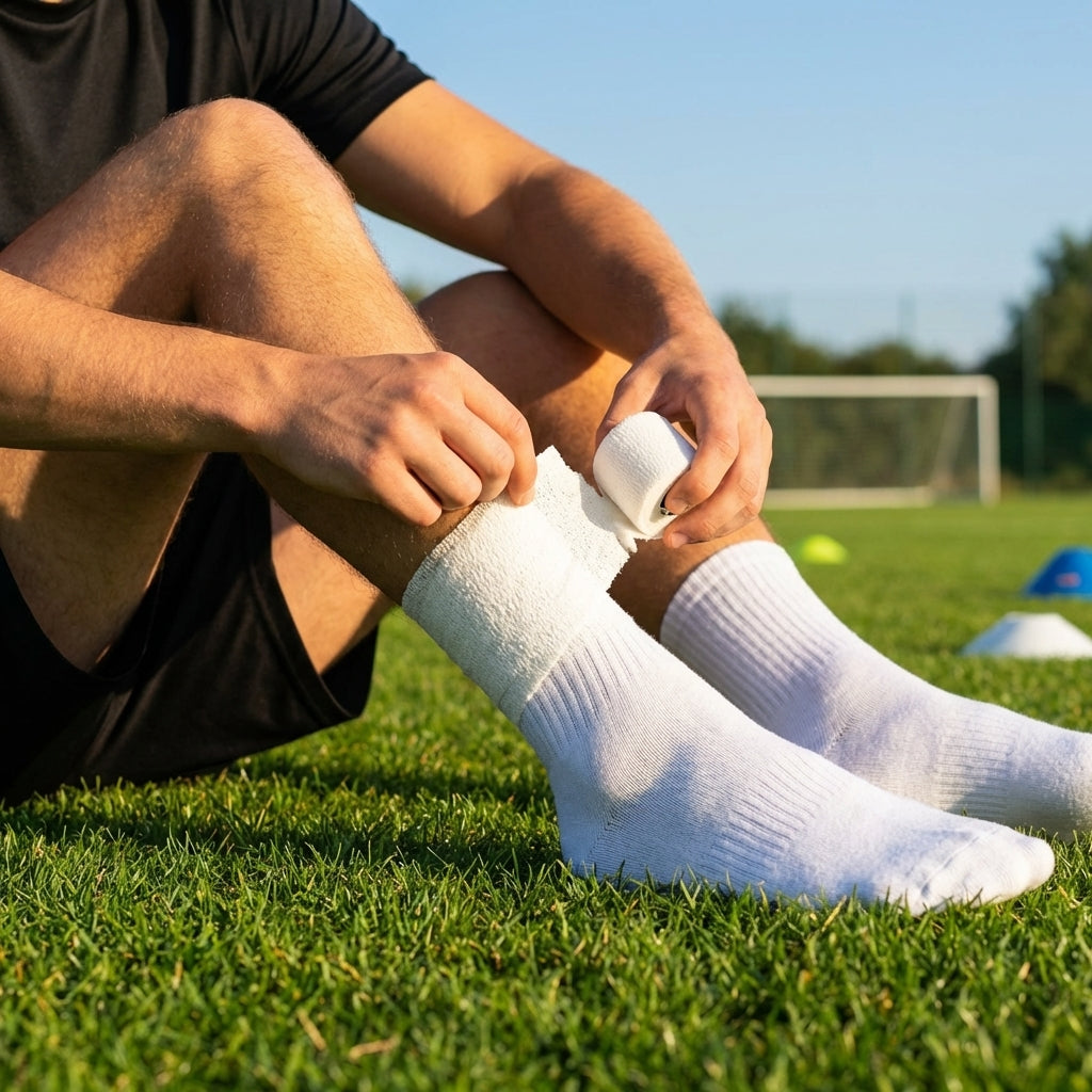 Elastic Adhesive Bandage Tape – Black/White – Cotton Spandex – Sports & Physio Use