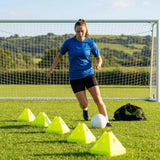 Training marker cones in vibrant Fluro colours for sports drills