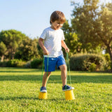 Kids bucket stilts in vibrant colours for indoor and outdoor play