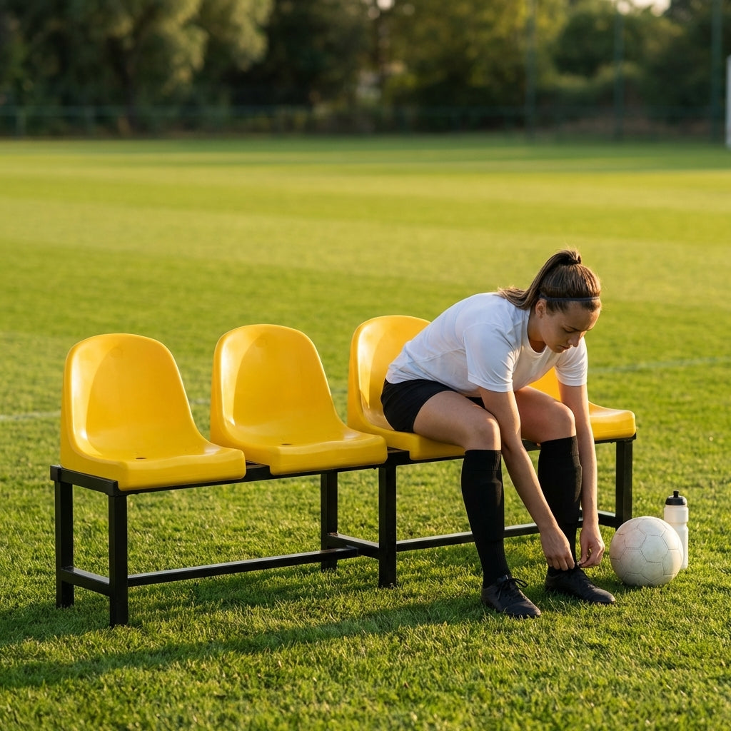 Aluminium sports bench with HDPE seats for indoor and outdoor use