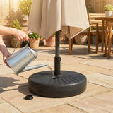 Durable parasol base weights for garden use, available in various sizes and materials
