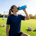Hygienic water bottle with contactless nozzle for sports use
