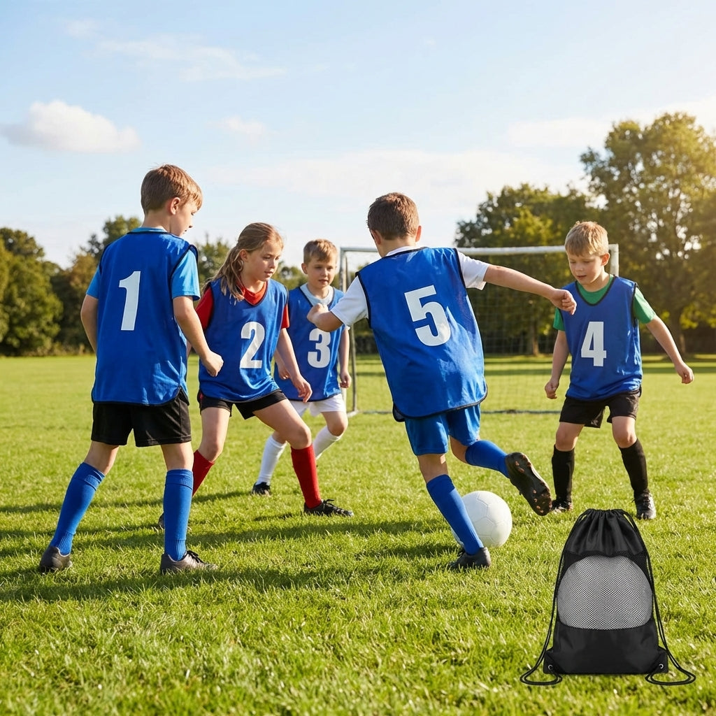 Sports team numbered bibs in vibrant colours for all ages