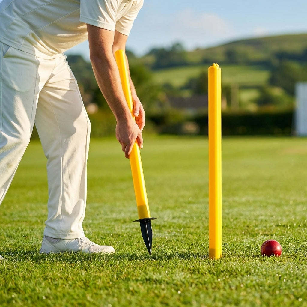 Cricket training stump with ground spike for outdoor practice