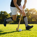 Hockey shin pads with polypropylene shell and EVA foam lining for field protection