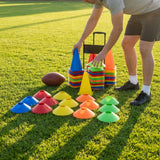 Training marker cones in vibrant colours for sports training
